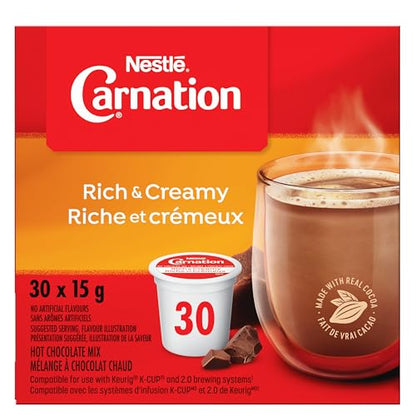 Carnation Rich and Creamy Hot Chocolate K-Cup Pods, 30 Count