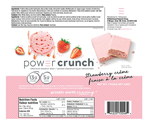 Power Crunch Protein Bar Strawberry Crème – 12-Pack (1.4 oz each)