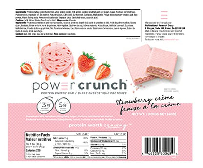 Power Crunch Protein Bar Strawberry Crème – 12-Pack (1.4 oz each)