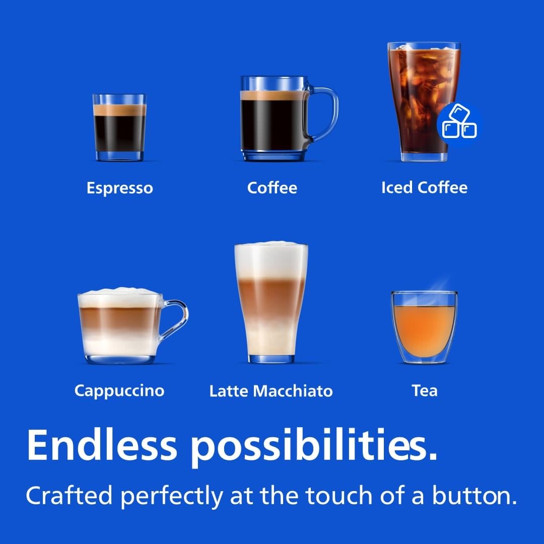 PHILIPS 3300 Series Fully Automatic Espresso Machine with LatteGo Milk System and integrated grinder, 6 Hot & Iced Coffee Pre-Sets, 40% Quieter SilentBrew, 15-Bar Pressure, Glossy Black (EP3341/50) PHILIPS