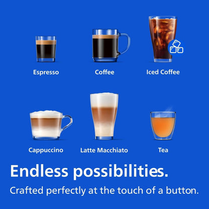 PHILIPS 3300 Series Fully Automatic Espresso Machine with LatteGo Milk System and integrated grinder, 6 Hot & Iced Coffee Pre-Sets, 40% Quieter SilentBrew, 15-Bar Pressure, Glossy Black (EP3341/50) PHILIPS