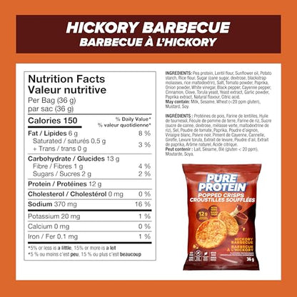 Pure Protein Popped Crisps Hickory BBQ - 12g Protein Per Bag, 8-Pack