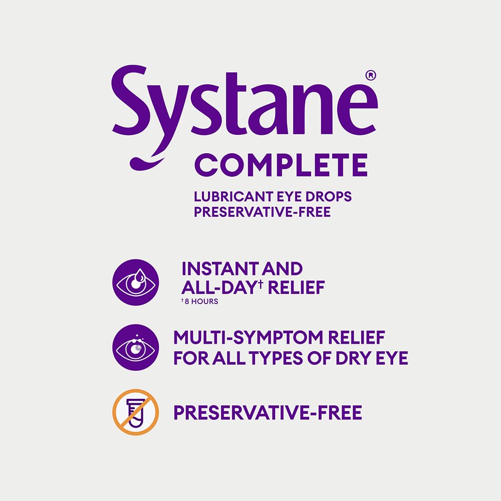 Systane Complete Preservative-Free, All-In-One Eye Drops For All Types Of Dry, Multi-Symptom Dry Eye Relief from Extended Screen Time – 10mL