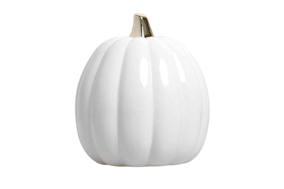 Citrouille en céramique blanche Pearhead, décoration d'automne pour la maison, décoration de fête moderne, décorations d'Halloween tendance, blanc, petit