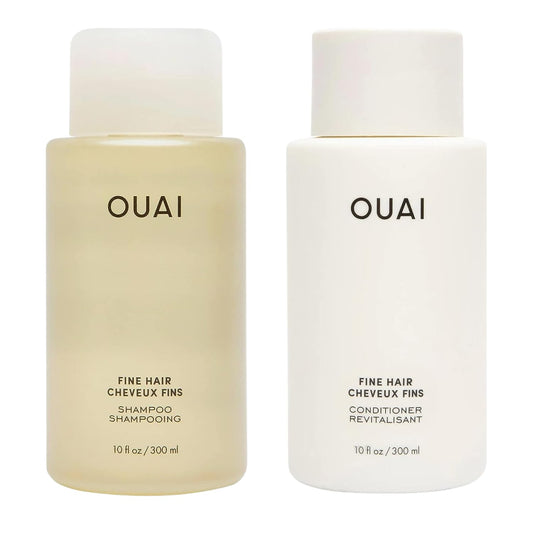 OUAI Fine Shampoo and Conditioner Set - Sulfate Free Shampoo and Conditioner for Women & Men - Made with Keratin, Marshmallow Root, Shea Butter & Avocado Oil - Free of Parabens & Phthalates (10 Fl Oz) - Available at All In One Marketplace Canada