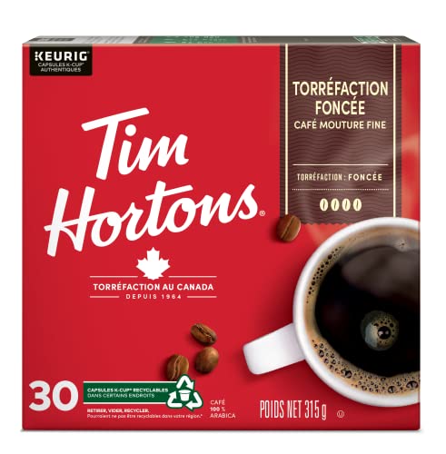 Tim Hortons Dark Roast Coffee K-Cup Pods, 30 Single Serve Capsules