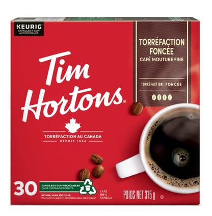 Tim Hortons Dark Roast Coffee K-Cup Pods, 30 Single Serve Capsules