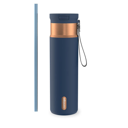 Contigo SnapSeal 24 oz Water Bottle w/Carry Strap & Reusable Straw | Vacuum-Insulated Stainless Steel for Hot & Cold Drinks | Spill-Proof Lid | BPA & Lead-Free | Dishwasher Safe 🍁 All In One Marketplace Canada