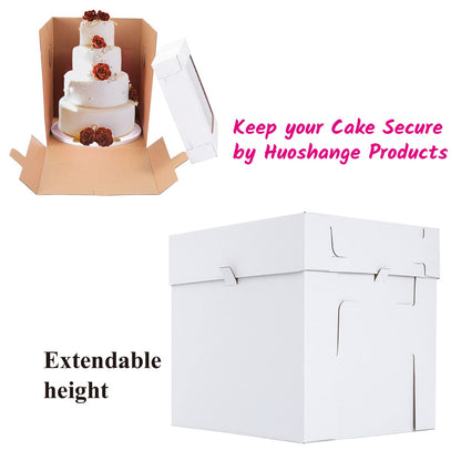 Huoshange Tall Cake Boxes for Tier Cakes,10x10x12 Inch [3 Pack ] Sturdy Tall Cake Box with Window,White Wedding Cake Boxes,Layer Cake Carrier,Disposable Cake Containers 🍁 All In One Marketplace Canada