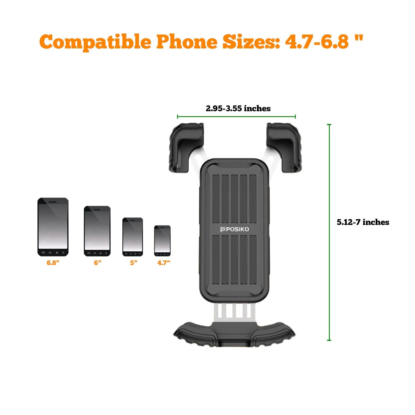 Motorcycle/Bicycle Phone Mount for 4.7-6.8" Phones (Orange)
