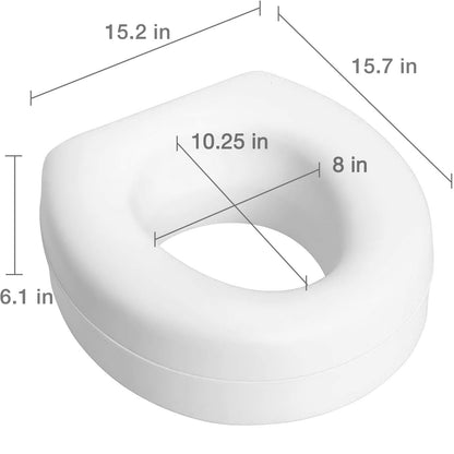 HealthSmart Raised Toilet Seat Riser That Fits Most Standard Bowls for Enhanced Comfort and Elevation with Slip Resistant Pads, 15x15x5, New and Improved,White