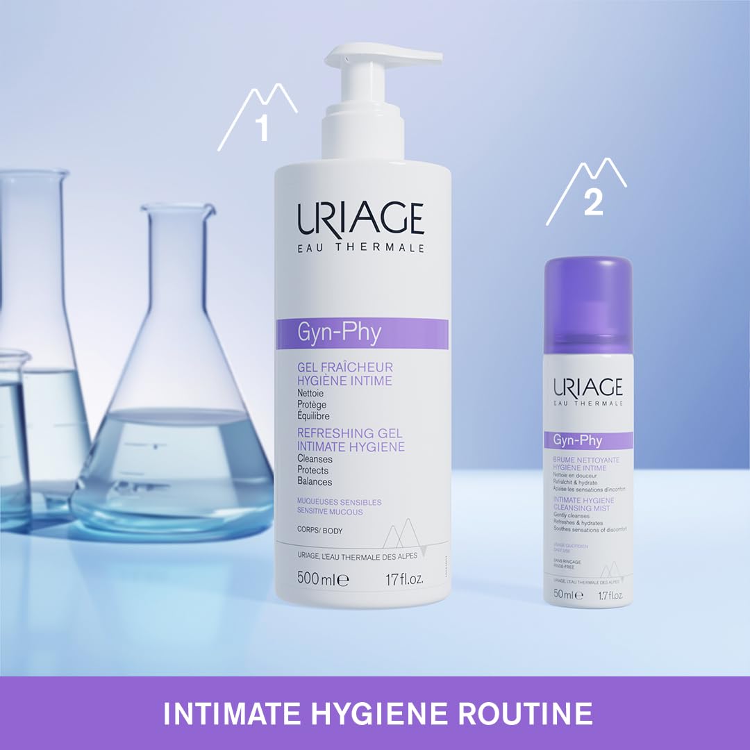 Uriage Gyn-Phy Refreshing Gel Intimate - Daily Hygiene for External Intimate Areas, Foaming Gel, Paraben-Free, Tested under Gynecological Control - 500ml Uriage
