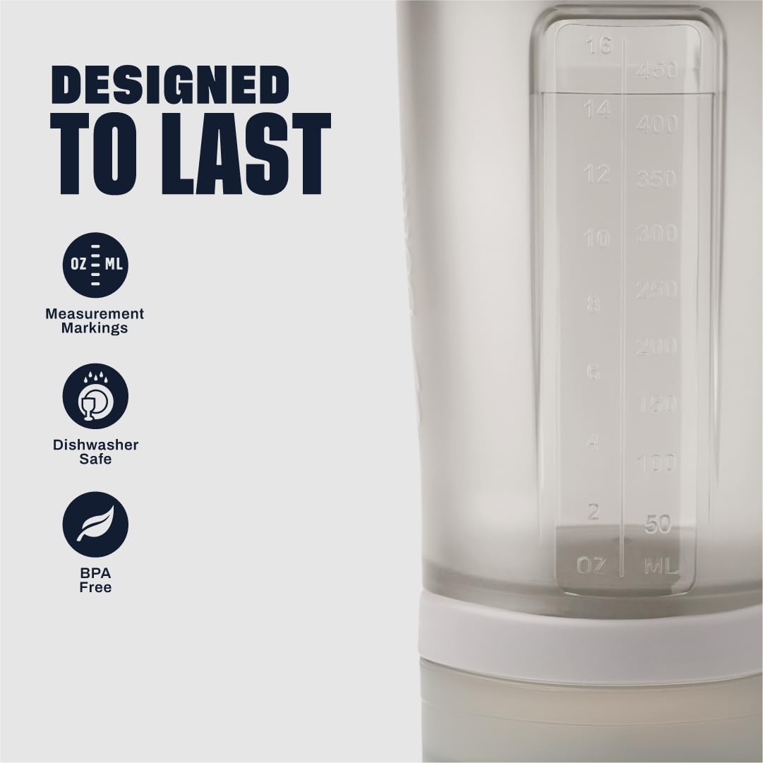 BlenderBottle Shaker Bottle with Pill Organizer and Storage for Protein Powder, Classic V2 ProStak System, 22-Ounce, Smoke Grey BlenderBottle