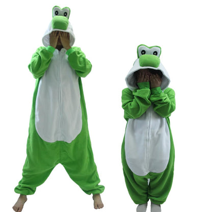 Small Green Dinosaur Unisex Onesies Kigurumi Pajamas Easter Halloween Christmas Carnival Disguise Costume Outfits For Adults Disfraz Jumpsuit Sleepwear Winter Lounge Women Men's Pjs Couple Suits 🍁 All In One Marketplace Canada