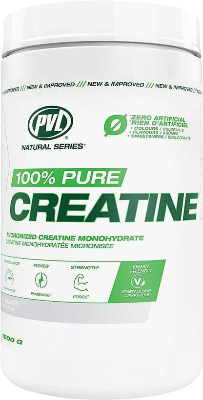 PVL 100% Pure Creatine Monohydrate Powder – Micronized Supplement for Women & Men, Unflavoured Amino Acids & Beta Alanine Friendly, Informed-Choice Tested, 1000 g (200 Servings)