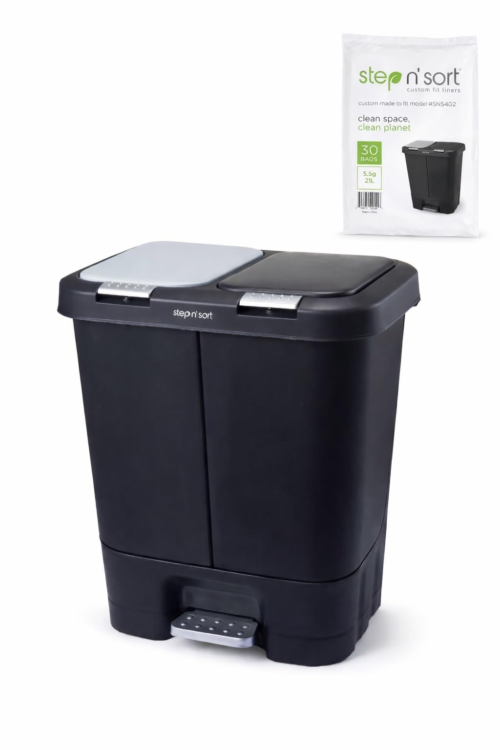 Step N’ Sort 40L Dual Compartment Recycling Bin – Slim Kitchen Waste & Recycling System (2 × 20L) Step N' Sort