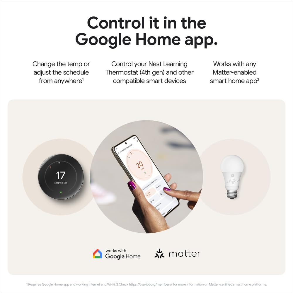 Google Nest Learning Thermostat (4th Gen) with Temp Sensor - Obsidian Google