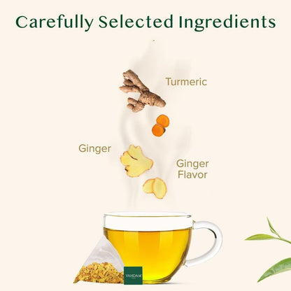VAHDAM Turmeric Ginger Herbal Tea - 100 Pyramid Tea Bags | Caffeine Free, Non-GMO, Gluten Free