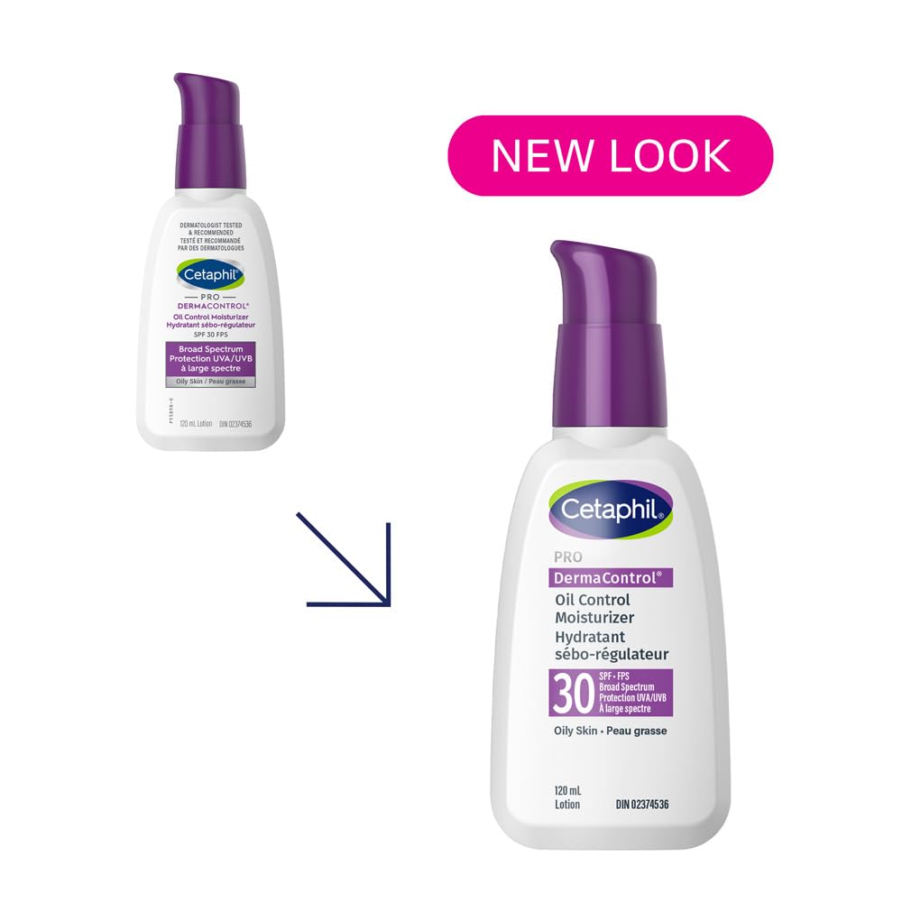 Cetaphil PRO DermaControl Face Sunscreen SPF 30, Oil Control Moisturizer for Oily Sensitive Skin, Broad Spectrum Matte Finish with Zinc Complex, Dermatologist Recommended, 120ml - Available at All In One Marketplace Canada