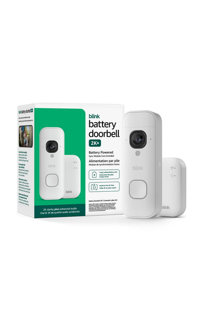 Blink Battery Doorbell 2K+ (newest model) — Wireless video doorbell, 2K video resolution, enhanced audio. Sync Module Core included – System (White)