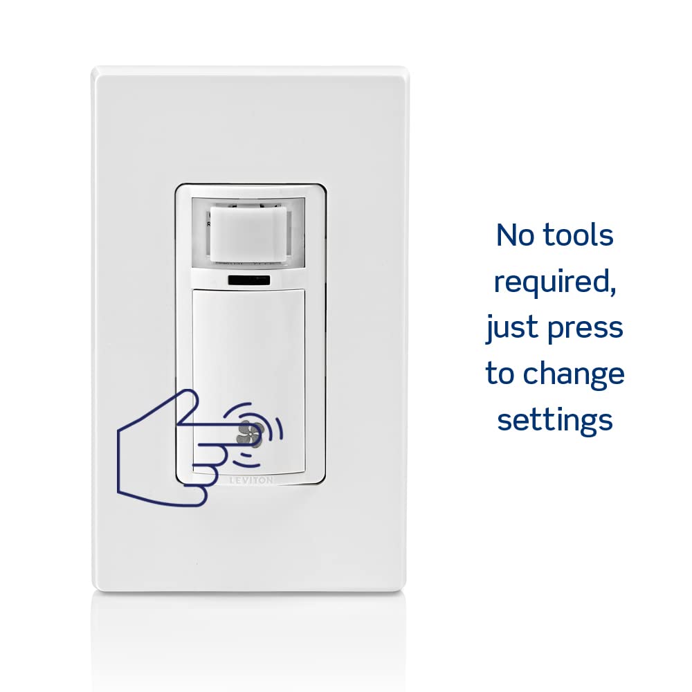 Leviton Humidity Sensor Switch for Bathroom Exhaust Fan, automate Ventilation, air Circulation, Moisture Control, ¼ HP, Single Pole, DHS05-1LW, White Leviton