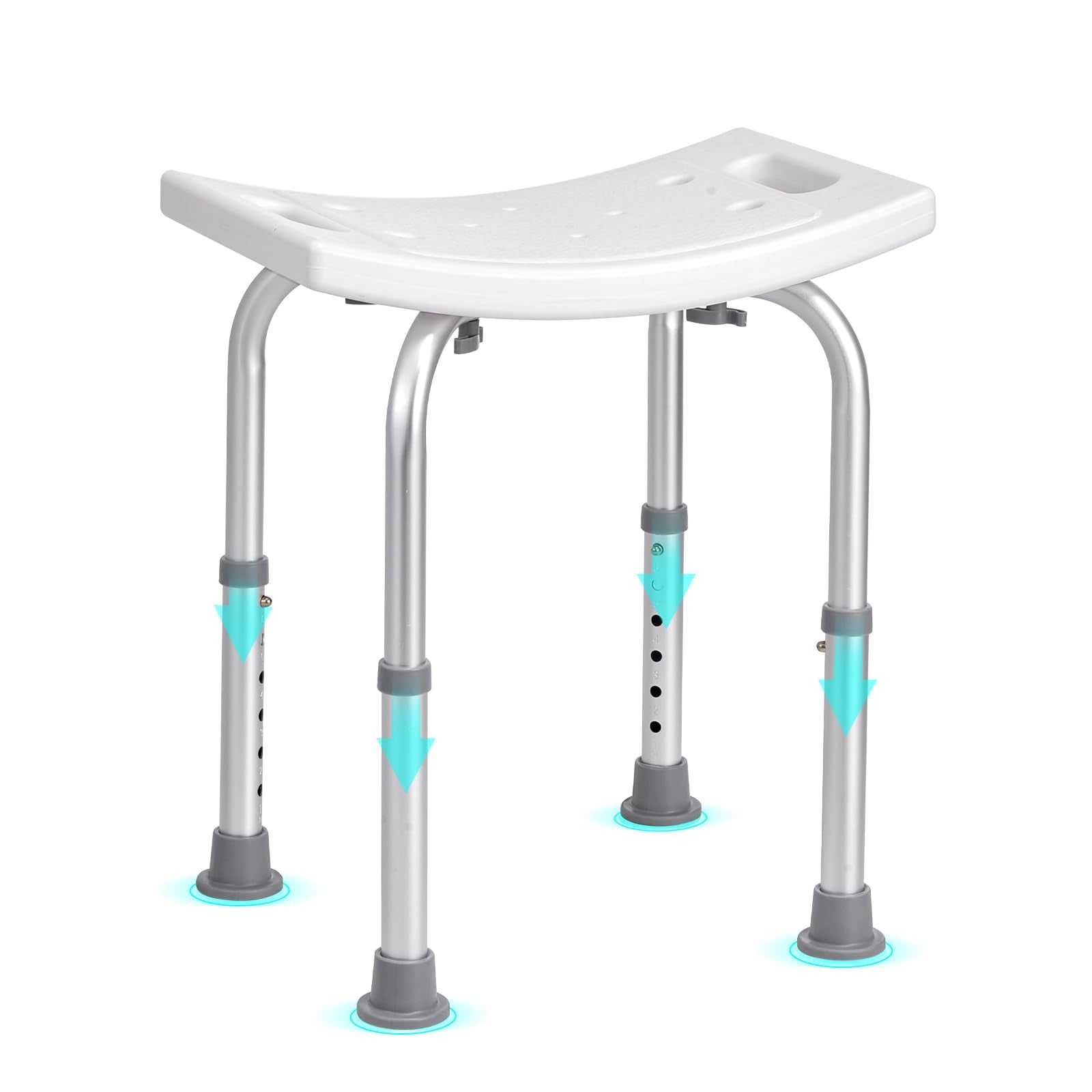 VEVOR Shower Chair, Adjustable Height Shower Stool with Built-in Handles, Shower Seat for Inside Shower or Tub, Non-Slip Bench Bathtub Stool Seat for Elderly Disabled Handicap, 158.8 kg Capacity VEVOR