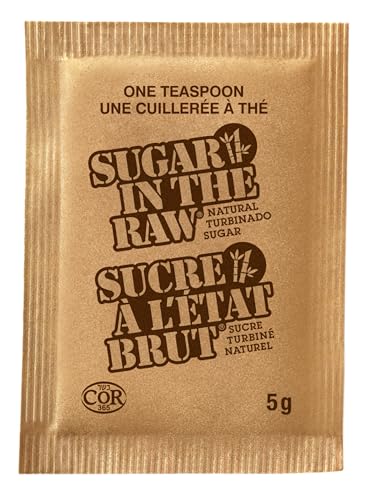 In The Raw Turbinado Cane Sugar - Natural Unrefined Sweetener, 1000 Individual Packets (5000g) - Non-GMO & Kosher Certified