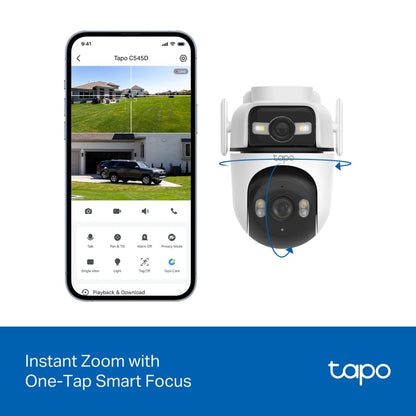 Tapo Outdoor Dual-Lens Wi-Fi Security Camera, 2K 3MP Pan/Tilt, AI Detection, 165° Wide-Angle + Telephoto Lens, Night Vision, 2-Way Audio, Ethernet Support, Works with Alexa & Google Home (Tapo C545D)