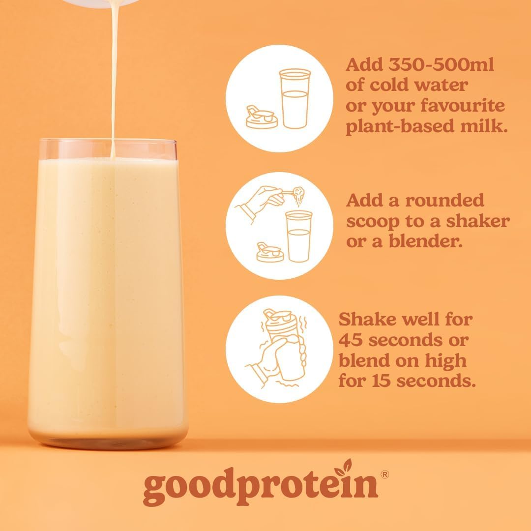 Good Protein Vegan Plant-based Protein Powder 100% Natural, Non-GMO, Dairy-free, Gluten-free, Soy-free, No Added Sugar and Nothing Artificial. Salted Caramel All-in-One Shake 440 grams