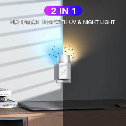 Fruit Fly Traps for Indoors, Mosquito Trap Plug in Bug Catcher with Night Light, Moth Housefly Insect Gnat Traps for House Indoor Kitchen Office - No Odor (1D+6Refills) - Available at All In One Marketplace Canada