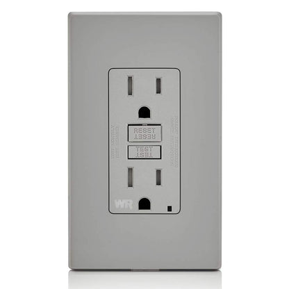 Leviton GFCI Weather-Resistant Receptacle, 15 Amp Tamper-Resistant, GFWT1-GY, Grey