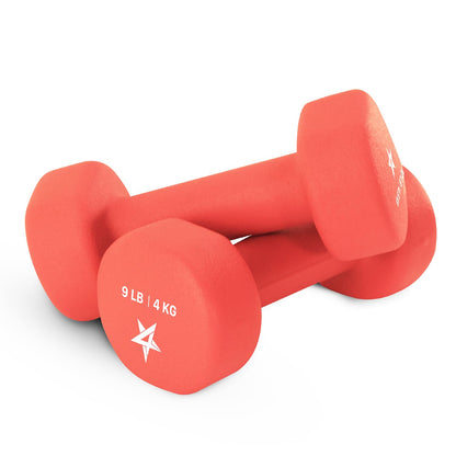 Yes4All Haltères en néoprène, poids et haltères, ensemble de poids, haltères pour femmes, paire d'haltères, poids libres (rouge foncé - 4 kg)