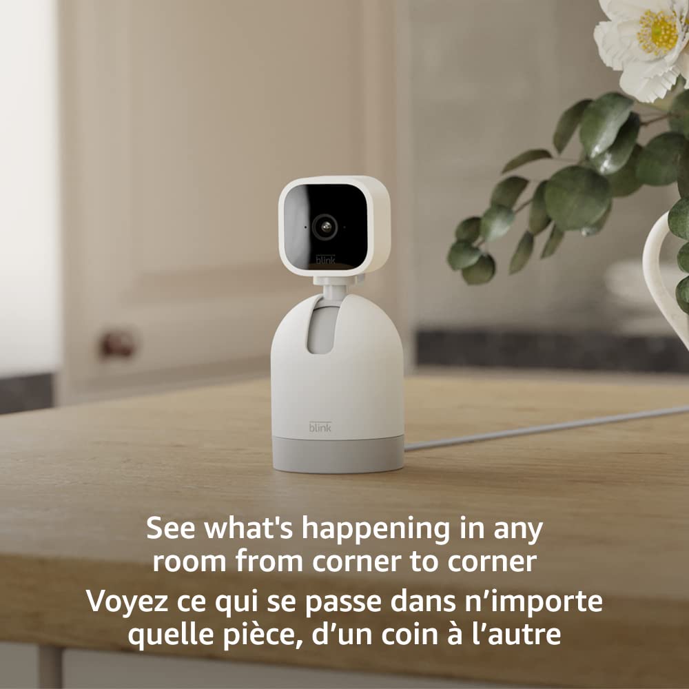 Blink Mini Pan-Tilt Camera (newest model), Rotating indoor plug-in smart security camera, two-way audio, HD video, motion detection, Works with Alexa (White)