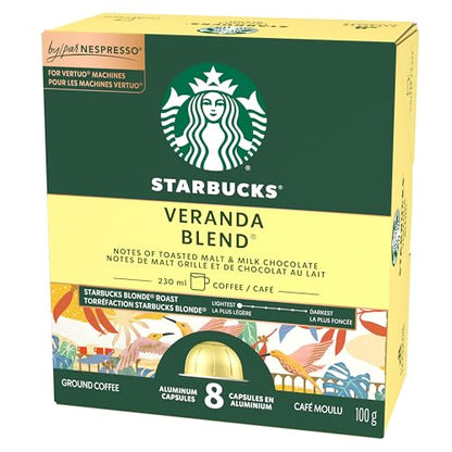 Starbucks Veranda Blend for Nespresso Vertuo – Blonde Roast Coffee Capsules, 4 Boxes (400g)