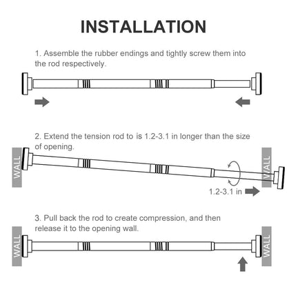 Ausemku Shower Curtain Rod Tension - 32-80 Inch Never Rust Non-Slip Spring Tension Curtain Rod No Drilling Stainless Steel Curtain Rod Use Bathroom Kitchen（Black）