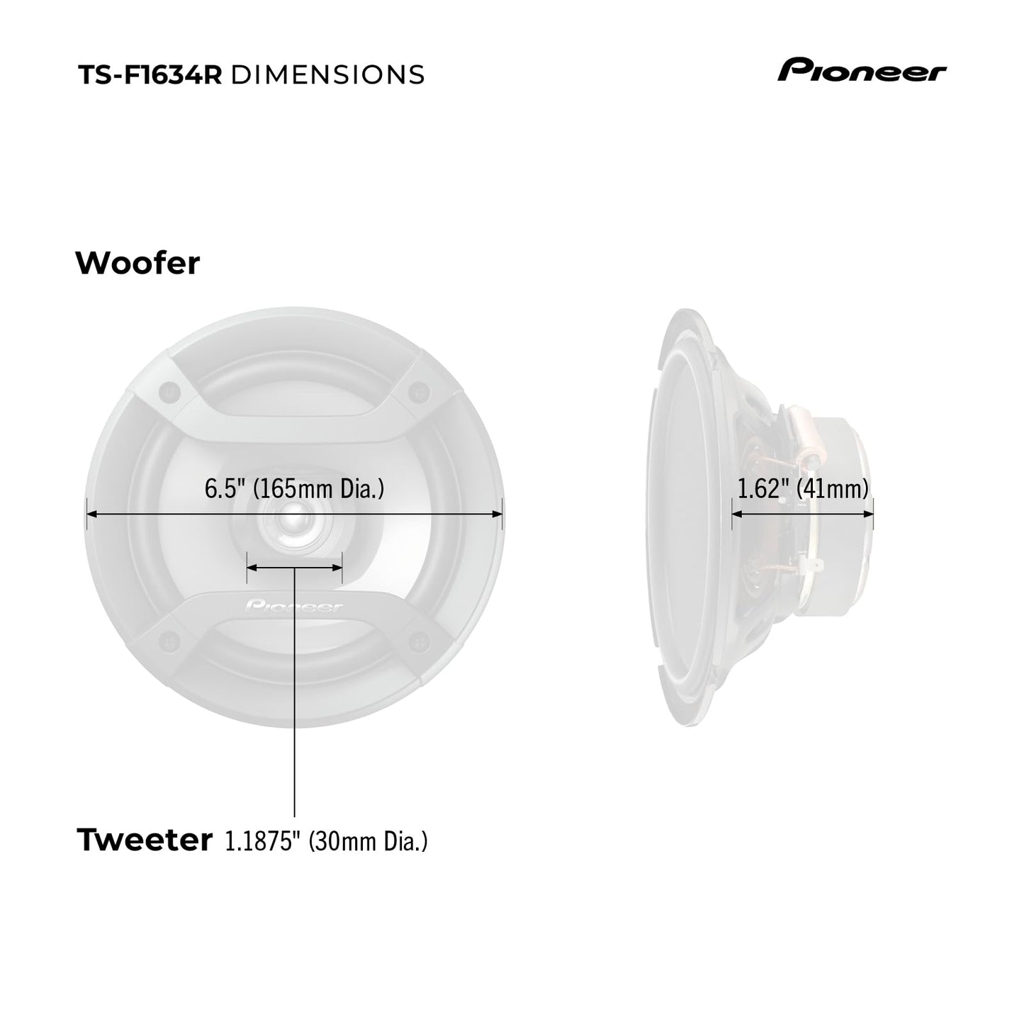 Pioneer TS-F1634R 6.5" 200W 2-Way Speakers PIONEER