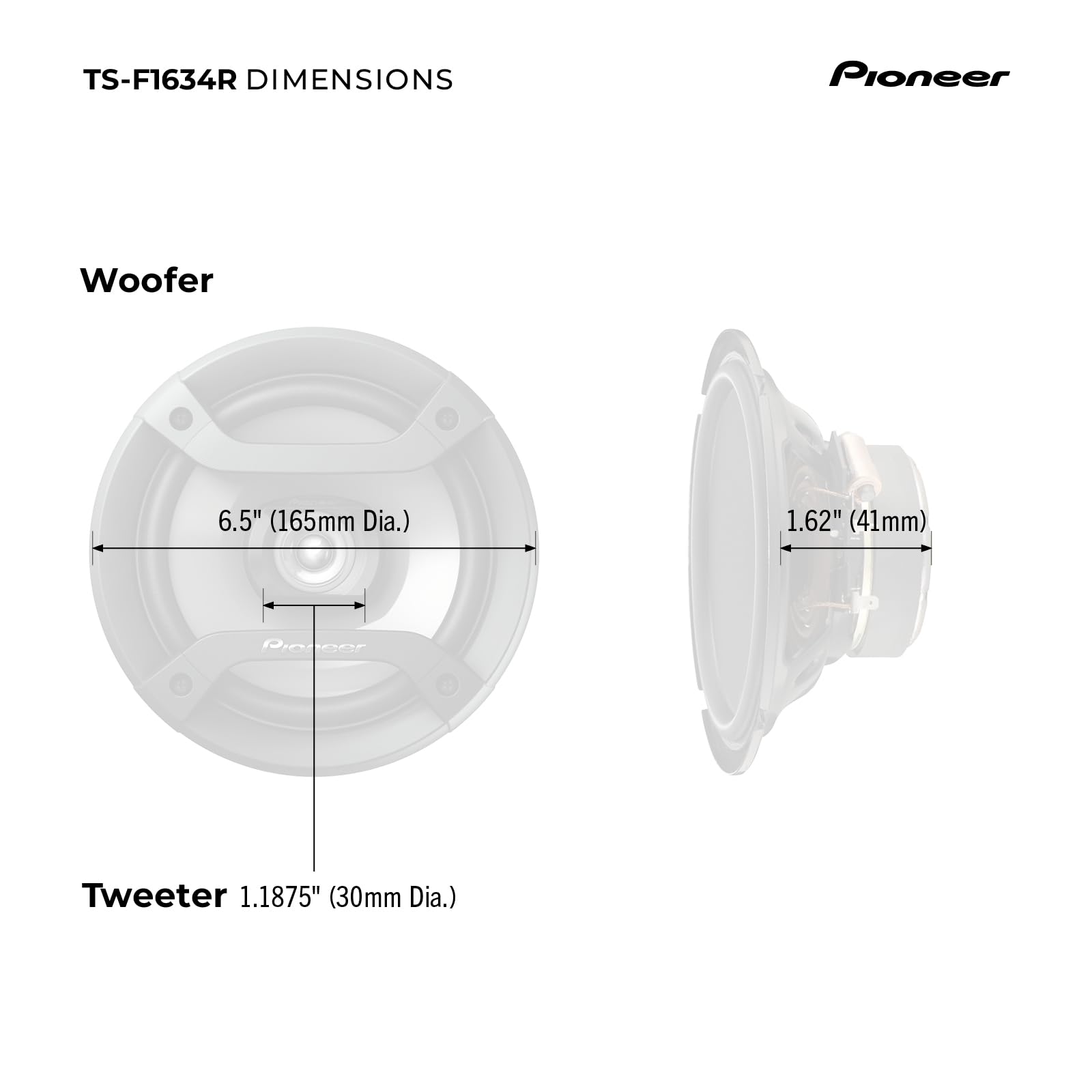 Pioneer TS-F1634R 6.5" 200W 2-Way Speakers PIONEER
