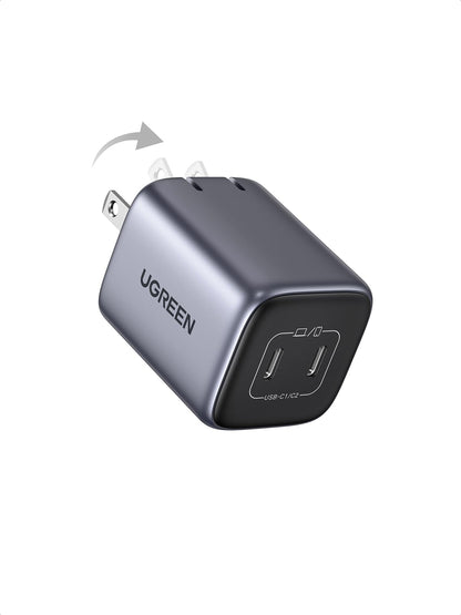UGREEN Nexode 45W USB C Charger Block, GaN PPS Dual Port USB C Fast Charger Super Fast Charge 2.0 Wall Plug Compatible with Galaxy S26 S25 S24 Ultra S23 A54, iPhone 17 16 Pro Max, iPad, Pixel 10 9 8