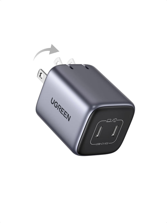 UGREEN Nexode 45W USB C Charger Block, GaN PPS Dual Port USB C Fast Charger Super Fast Charge 2.0 Wall Plug Compatible with Galaxy S26 S25 S24 Ultra S23 A54, iPhone 17 16 Pro Max, iPad, Pixel 10 9 8