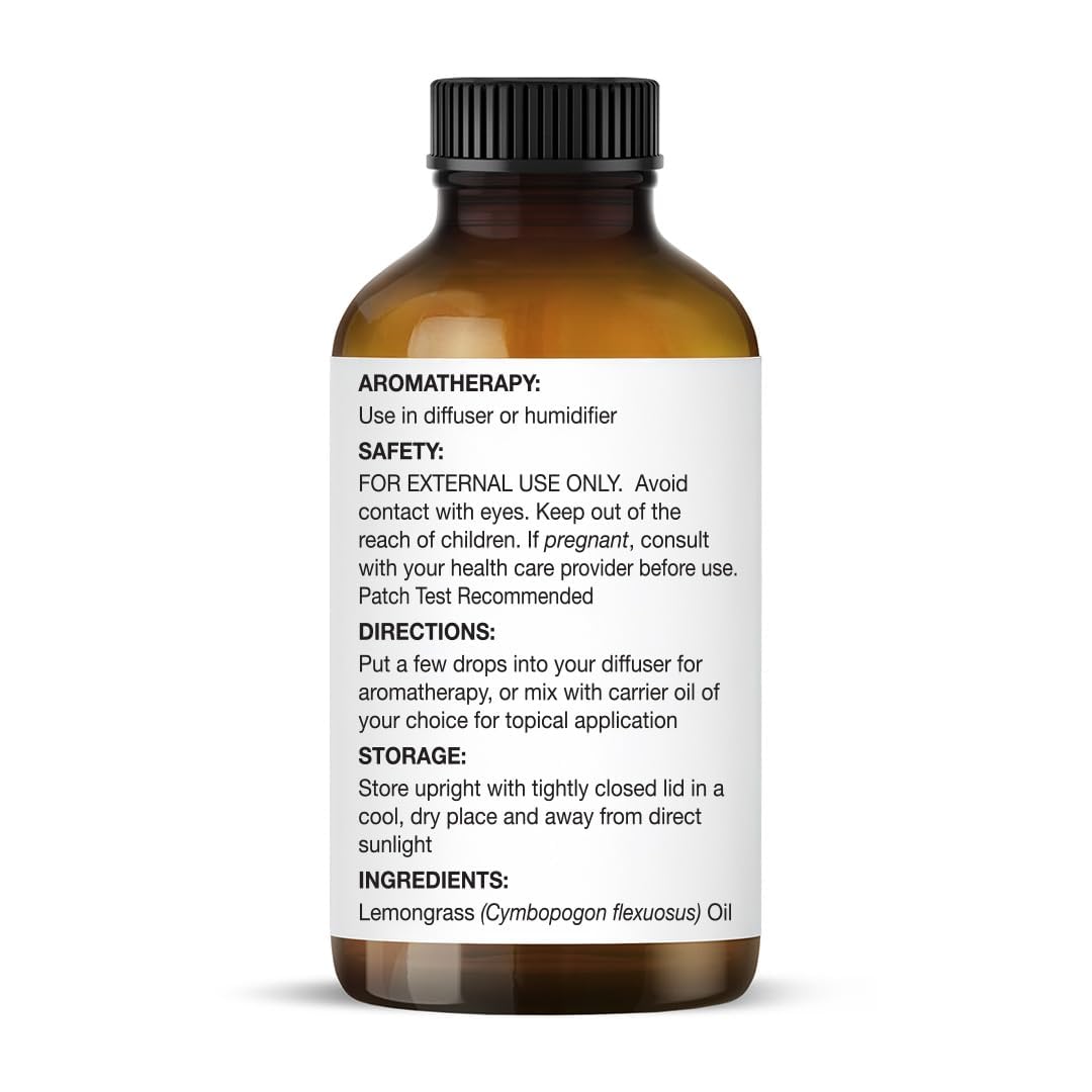 Majestic Pure Lemongrass Essential Oil - Huge 118 ml - 100% Pure and Natural Oil for Soap Making Scent- Premium Grade with Glass Dropper