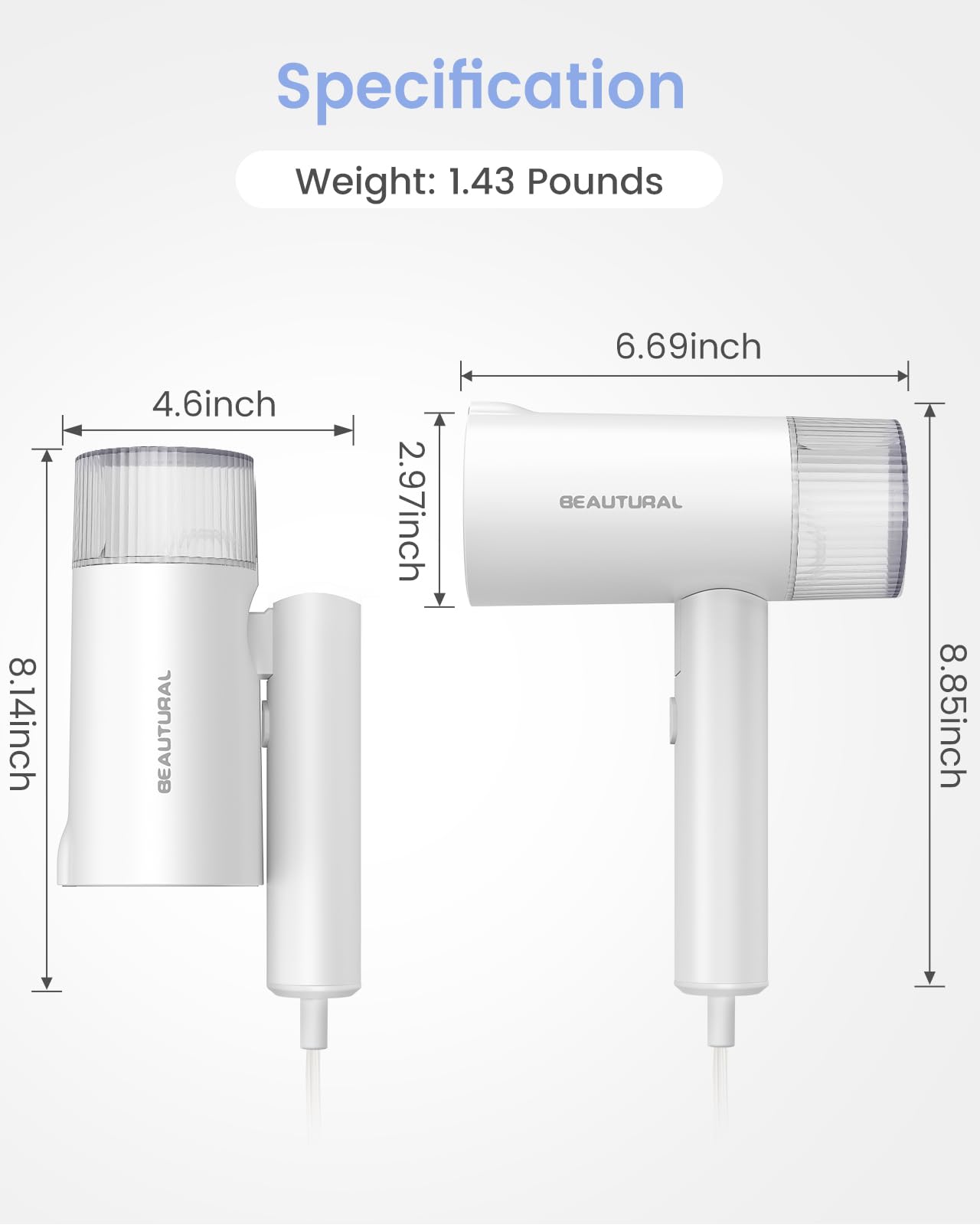 BEAUTURAL Steamer for Clothes, Foldable Handheld Clothing Wrinkles Remover for Garments, 30-Second Fast Heat-up, Portable Fabric Steamer for 120V Countries, Not for Use in 220V Such as Europe - Available at All In One Marketplace Canada