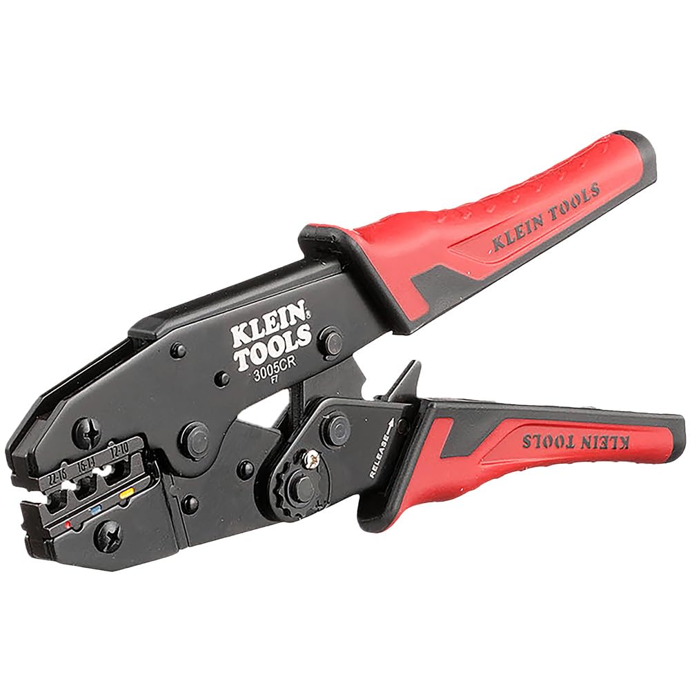 Klein Tools 3005CR Wire Crimper Tool, Ratcheting Insulated Terminal Crimper for 10 to 22 AWG Wire KLEIN TOOLS