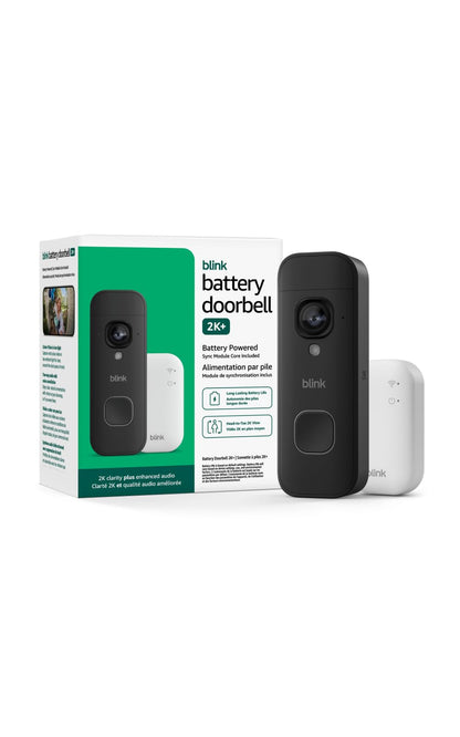 Blink Battery Doorbell 2K+ (newest model) — Wireless video doorbell, 2K video resolution, enhanced audio. Sync Module Core included – System (Black)