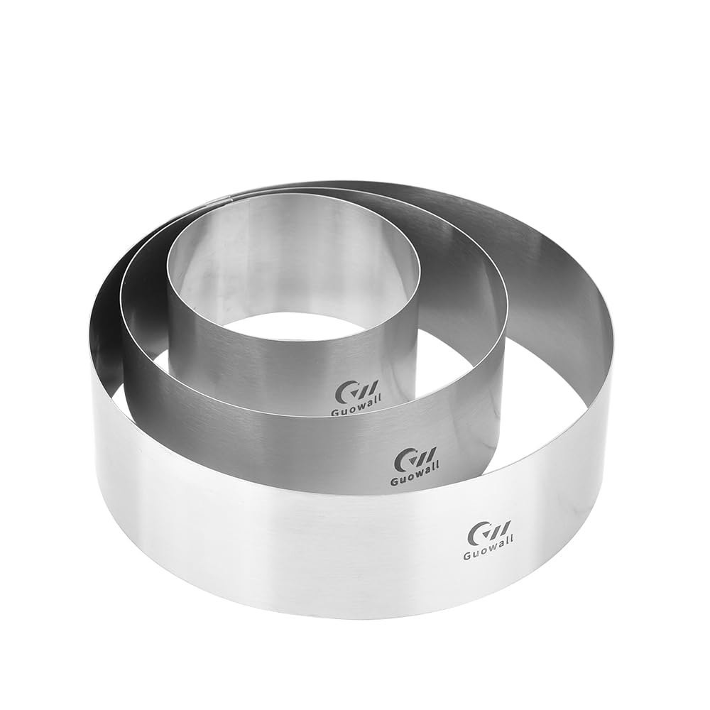 Guowall 4/6/8 inch Cake Rings for Baking Stainless Steel Mousse Ring Mold 3 Sizes Round Pastry Biscuit Cutter - Height 6 cm 🍁 All In One Marketplace Canada