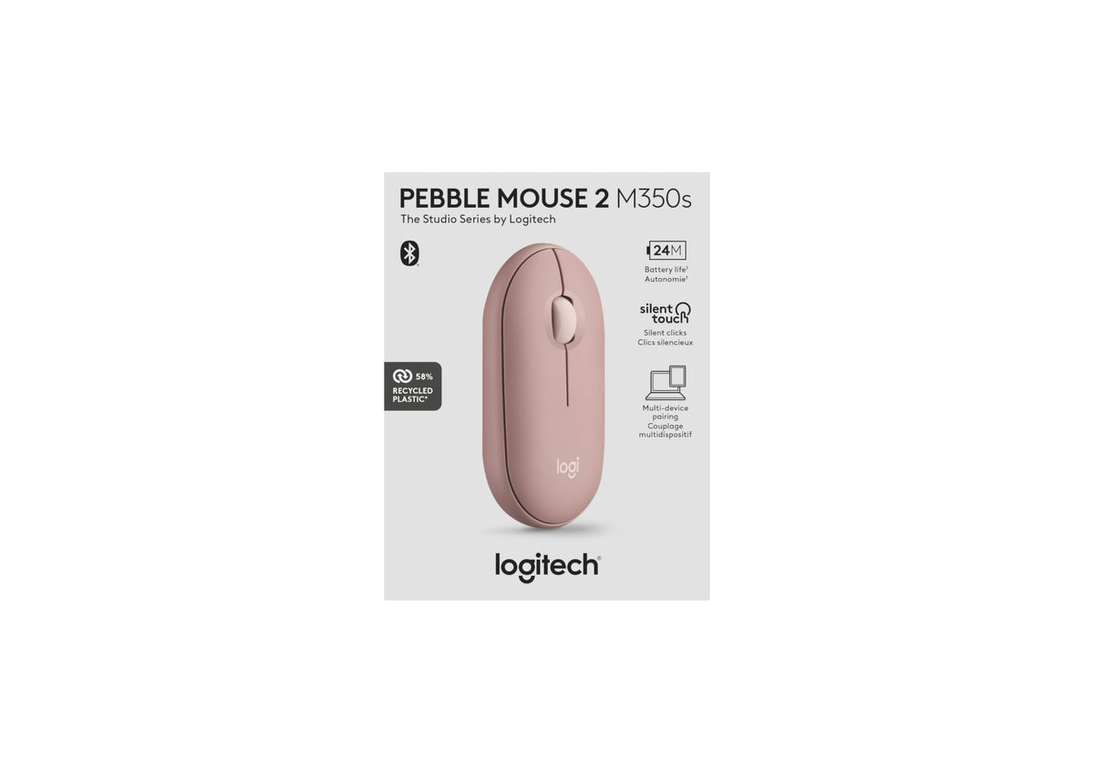 Logitech Pebble Mouse 2 M350s Slim Bluetooth Wireless Portable - Tonal Rose