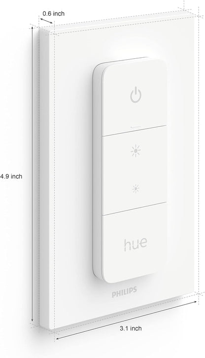 Philips Hue Smart Dimmer Switch with Remote, White - 1 Pack - Turns Hue Lights On, Off, Dims or Brightens - Requires Hue Bridge - Easy, No-Wire Installation - Available at All In One Marketplace Canada