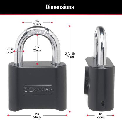 Master Lock Black Combination Padlock, Set Your Own Combo Lock, Weather Resistant Indoor and Outdoor Padlocks with Code for Gym Locker, Gate, Shed, 2 Pack, 178EC2 Master Lock
