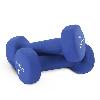 Yes4All Haltère en Néoprène, Poids et Haltère, Kit de Poids, Haltères pour Femmes, Paire d'Haltères, Poids Libres (Bleu Foncé - 2,7 kg)