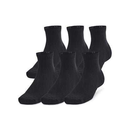 Under Armour Unisex-Adult Training Cotton Quarter Socks 6 Pack, (001) Black/Black/White, Large Under Armour