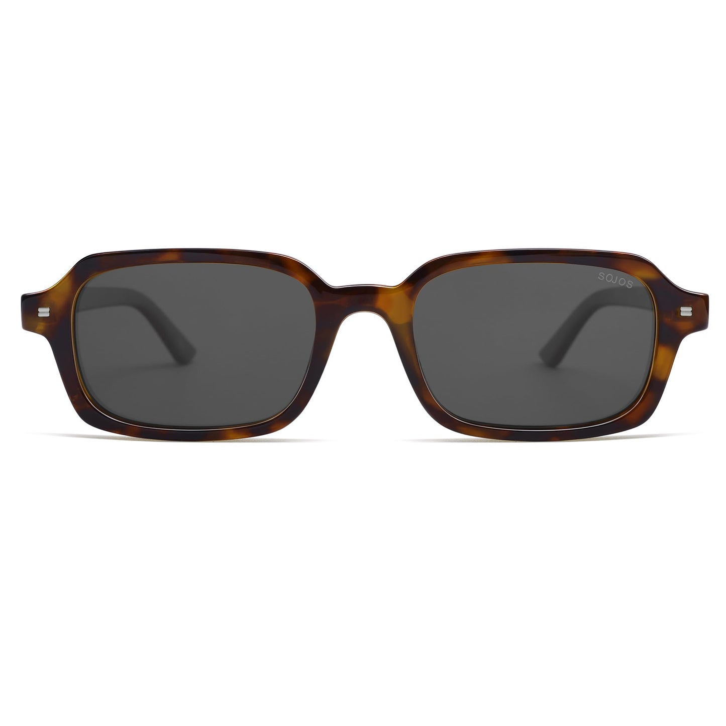 SOJOS Trendy Rectangle Polarized Sunglasses Womens Mens, Small Retro Fashion Thin Slim Square Sunnies SJ2610, Brown Tortoise/Grey